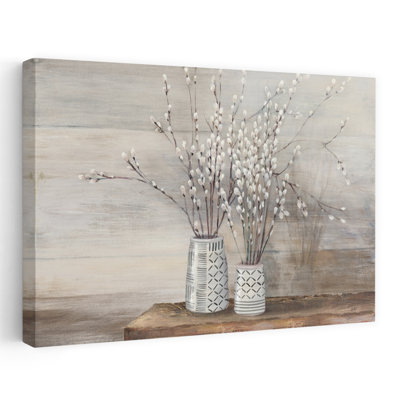 Pussy Willow Still Life With Designs - Bouquets Branches Brown Farmhouse Art