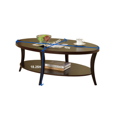 Perth Espresso Oval Coffee Table with Shelf