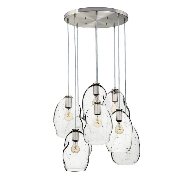 Lustre à 8 lumières en verre soufflé à la main Bubble, H 140 po x l 24 po x P 24 po