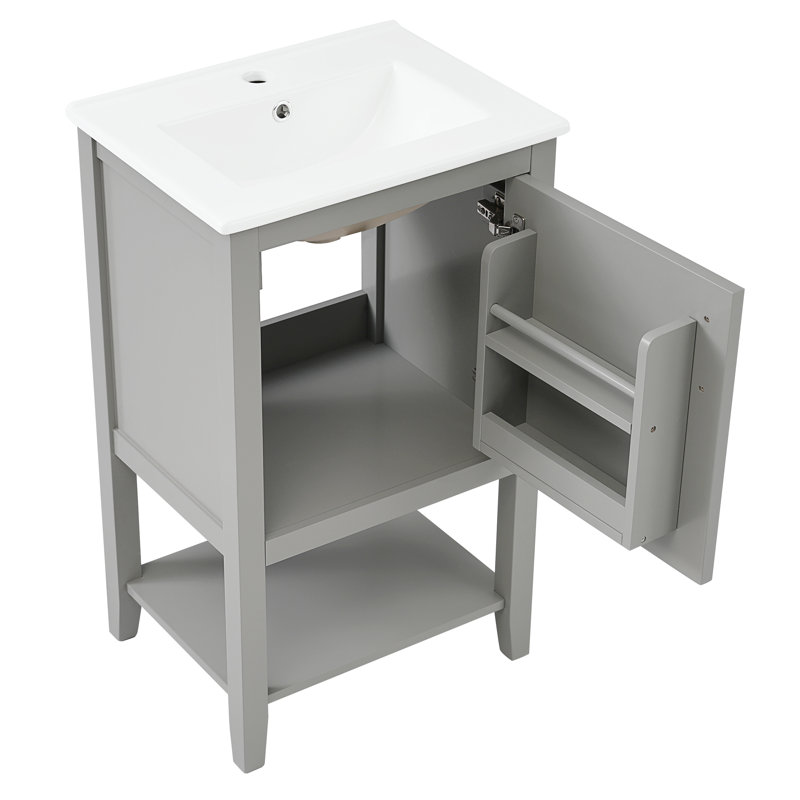 Meuble-lavabo de 20 po avec lavabo, Gris