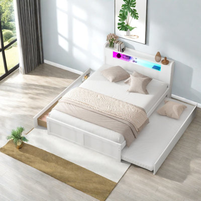 Lits de rangement spacieux en bois avec DEL et lit gigogne pour les maisons modernes