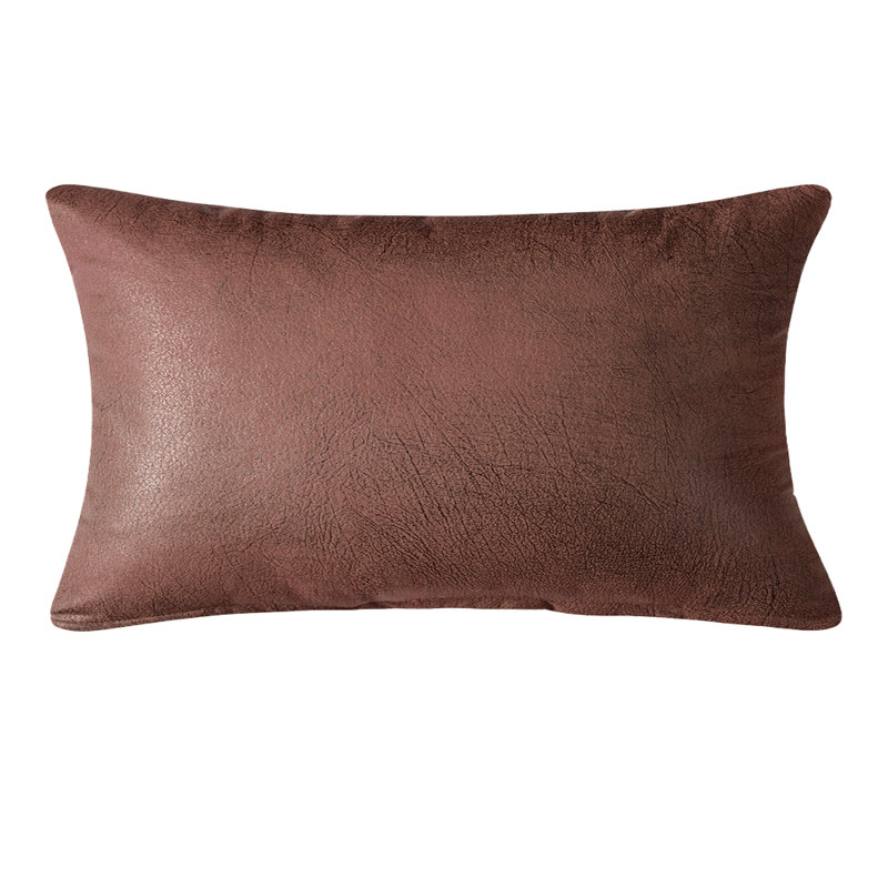 Coussin en similicuir, Brun, H 14 po x l 20 po, Pillow Cover Only - No Insert