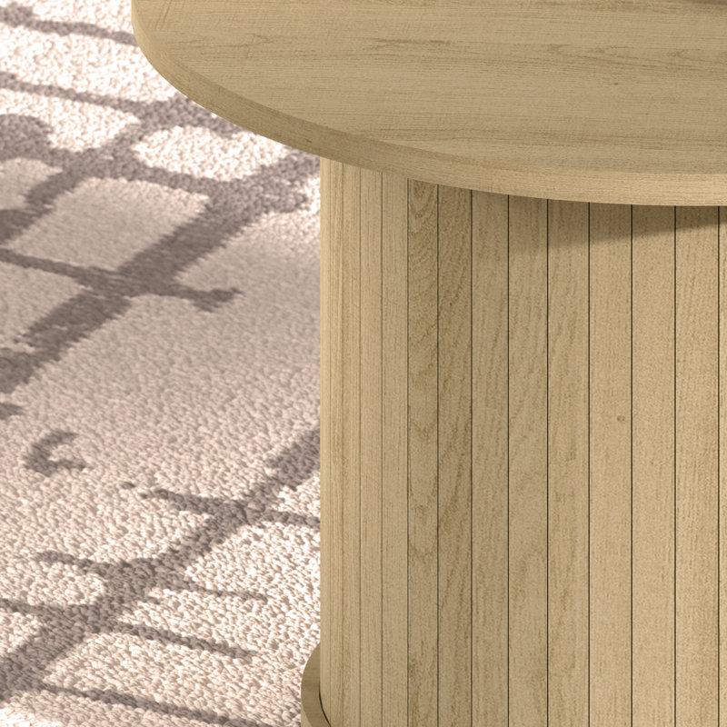 Aurel Buchheit Modern Round Pedestal End And Coffee Table Set, Oslo Oak