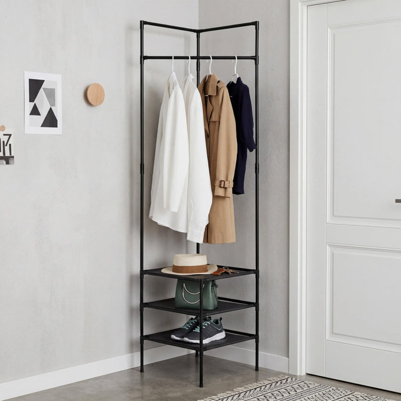 Portemanteau en coin avec banc à chaussures et portemanteaux