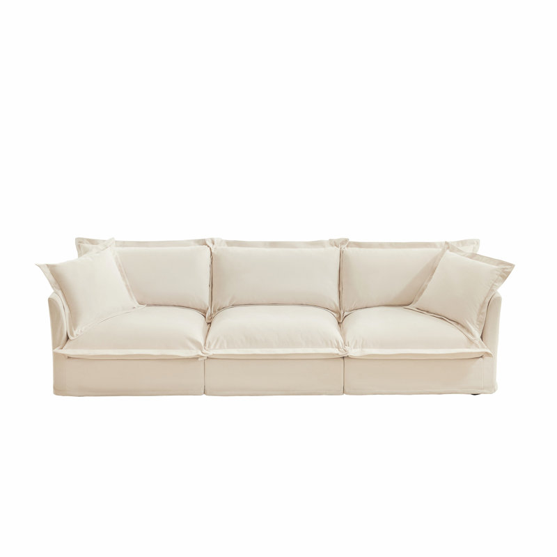 Slipcovered Sofa Couch, Modern Sofa With Suppleness Armrests,Deep Seat Sofa With Soft Multiple Big Pillows, Comfy Couch For Living Room, Apartment,Corduroy Fabric