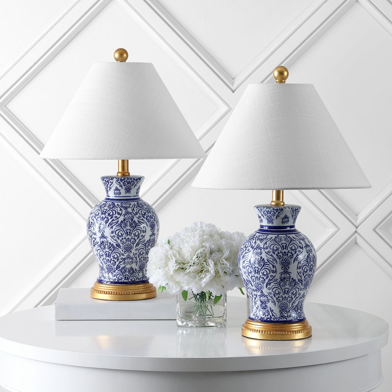 Ensemble de lampe de table bleue/blanche Cirebon