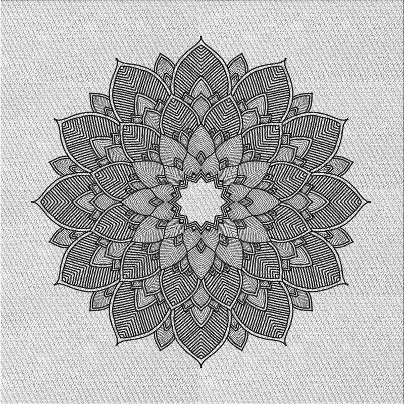 Laine tissée à la main florale en laine et polyester gris/noir Tapis décoratif, Carré 6 pi