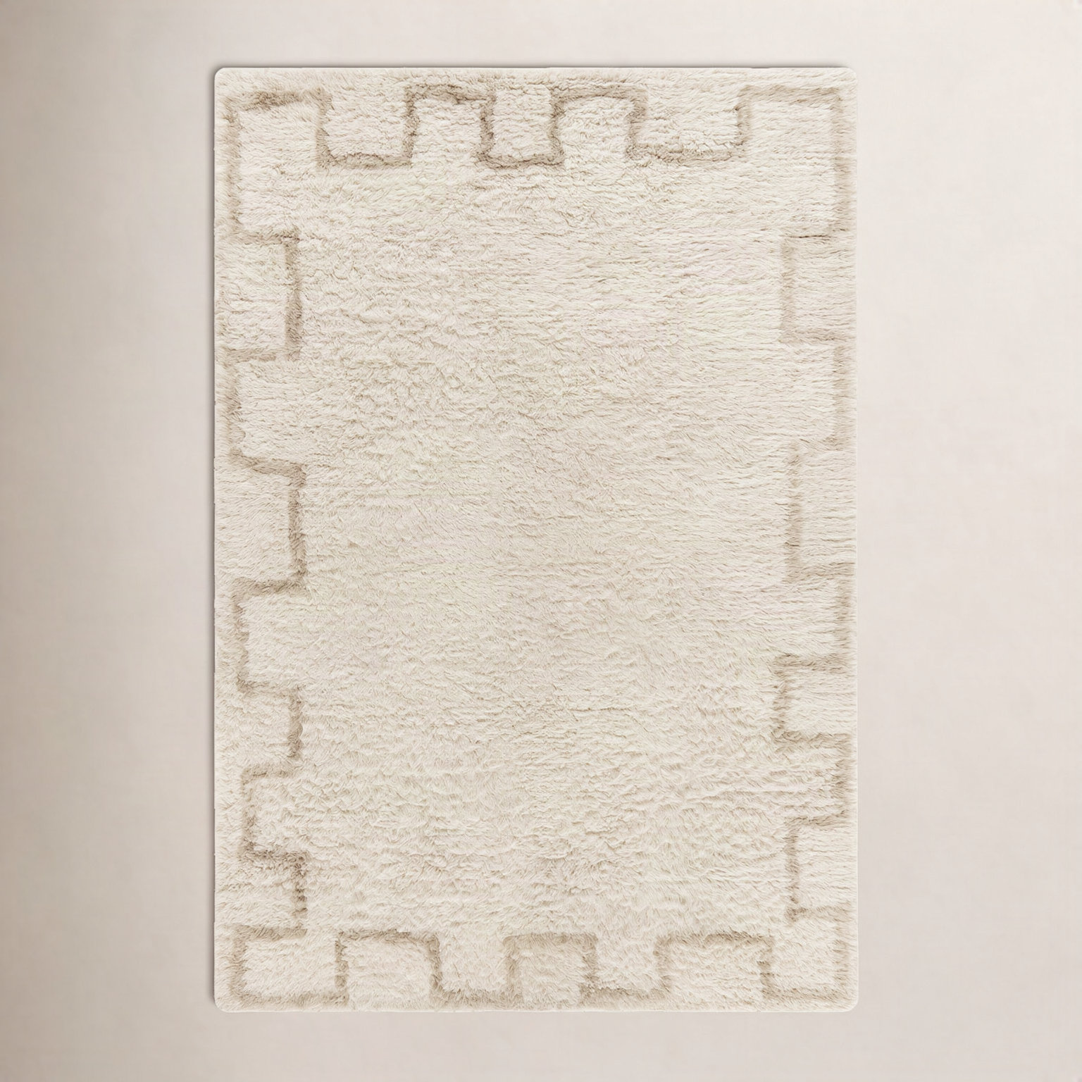 Anemone Hand-Tufted Ivory Moroccan Shag Rug, Rectangle 2' x 3'
