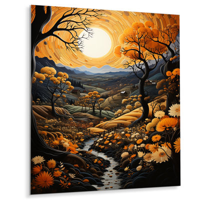 Décoration murale campagne en or doré d'automne II - Paysage et nature