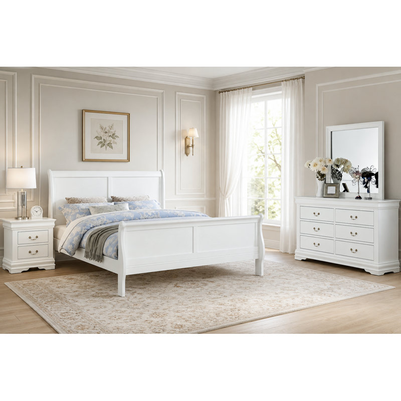 4 pièces Gillett, Grand lit, Blanc