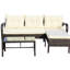Mobilier d'extérieur 3 pièces pour patio: canapé modulaire avec coussins beiges et table basse
