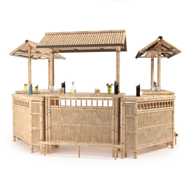 Ensemble de bar et deux tabourets Bamboo Tiki By RAM Game Room