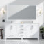 Meuble-lavabo double blanc 72 po X P 22 po D, plateau en marbre de culture et ensemble de robinet-117978802