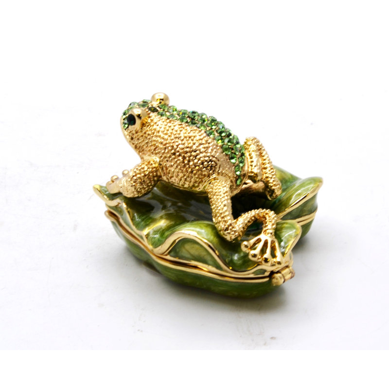 Cristaux autrichiens beiges avec grenouille sur lis
