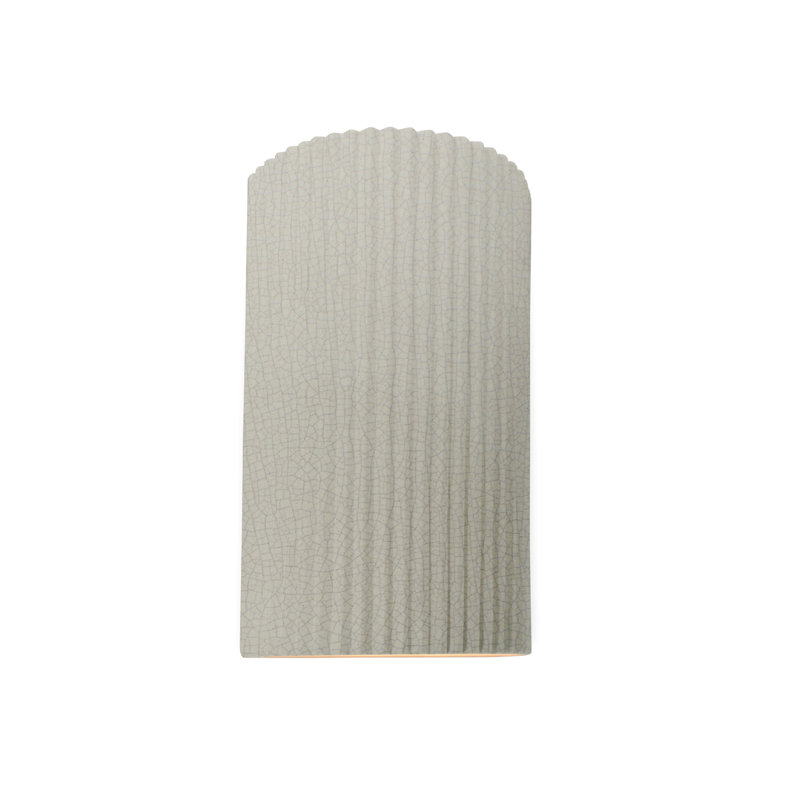 Applique murale en céramique Beda, H 12,5 po x l 7,75 po x P 4 po, Blanc craquelé