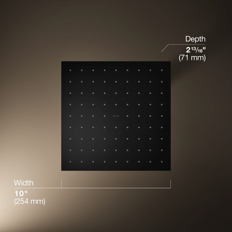 Contemporary Multi Function Rain Shower Head, Matte Black, 1.75 GPM, Square