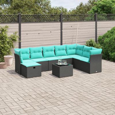 Ensemble de canapé de patio 9 pièces avec coussins pour l'extérieur
