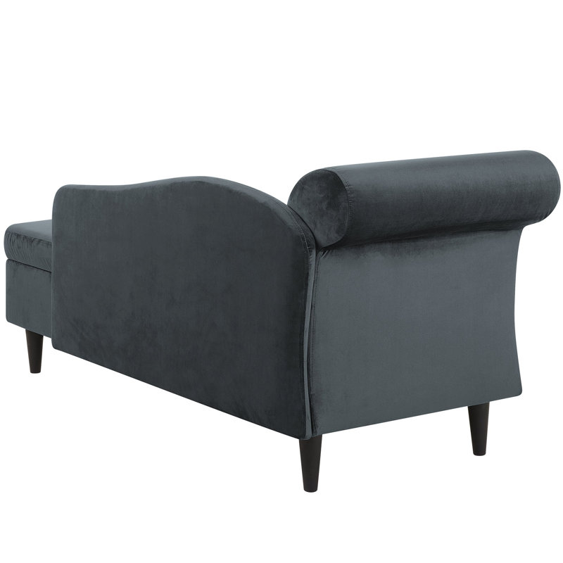 Pulliam Velvet Chaise Lounge, Dark Grey