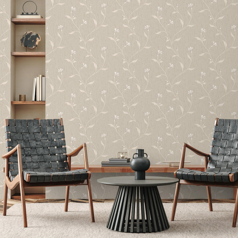 Bellagio Floral Italian Heavyweight Vinyl Wallpaper, Taupe