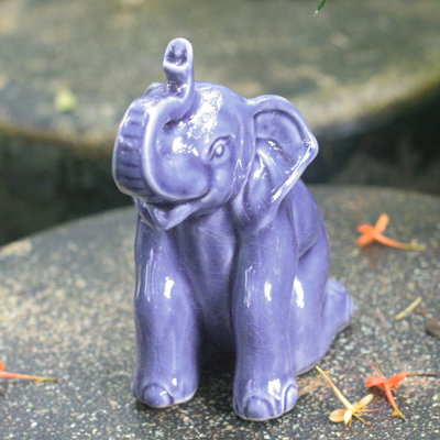 Figurine en céramique éléphant welcome celadon Gaetan