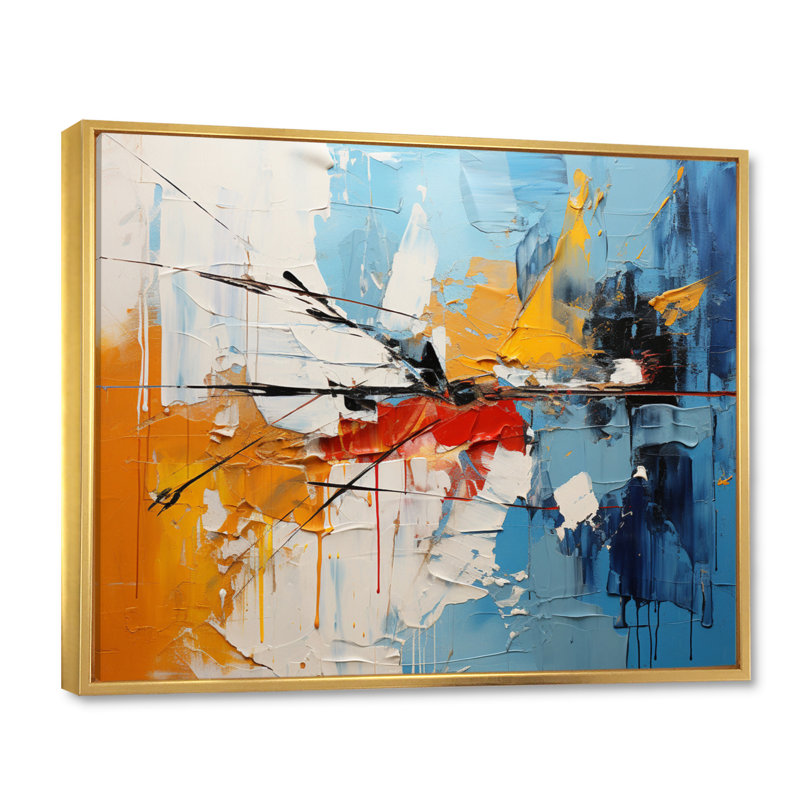 Rhythmic Abstraction II - Abstract Collages Framed Wall Decor, Gold Floater Framed, 12" H x 20" W x 1" D
