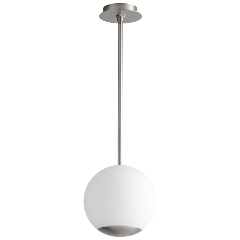 Luminaire suspendu sphère 1 lumière DEL Whaley, H 27,62 po x l 10 po x P 10 po, Nickel satiné