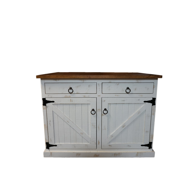 Zyda Solid Wood Kitchen Island, Bright White