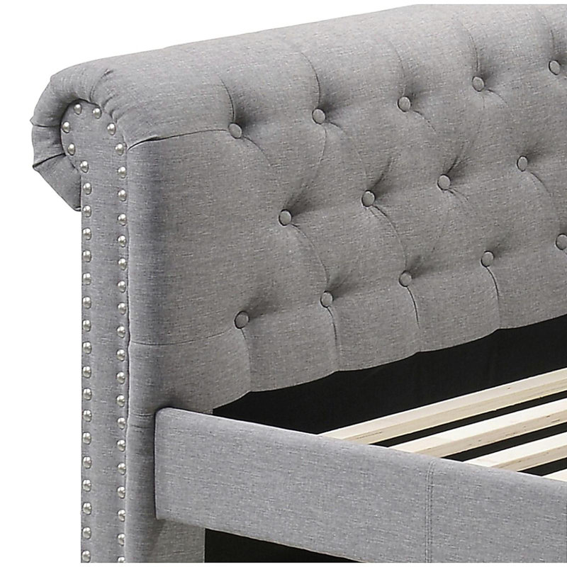 Lit de jour Justice en tissu gris fumée avec couchette (simple)
