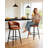 Bar Stools Set of 2, 30" Swivel Bar Height Bar Stools with Curved Back, Mid-Century Modern Faux Leather Bar Chairs with Stitching for Home Bar and Pub Table-684805668