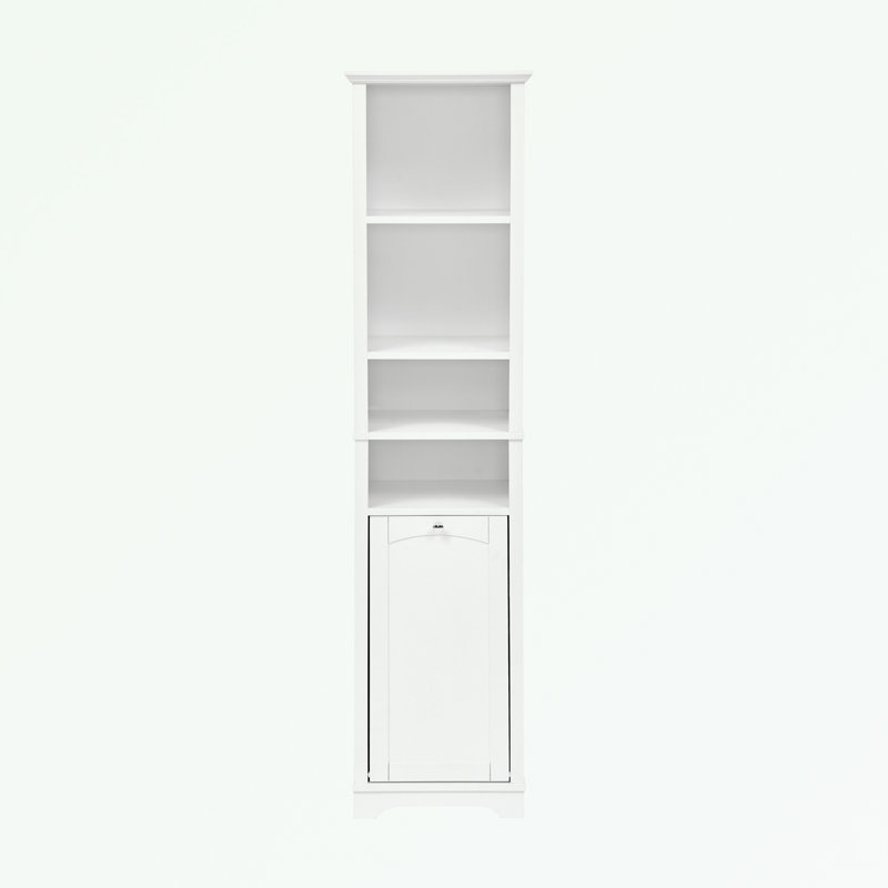 Bathroom Storage Cabinet with 4 Adjustable Shelves and Hidden Storage Space, White