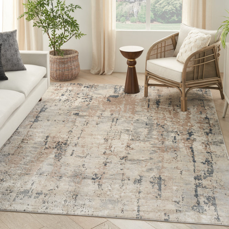Addie Abstract Machine Made Power Loom Polyester/Polypropylene Area Rug in  Beige/Gray