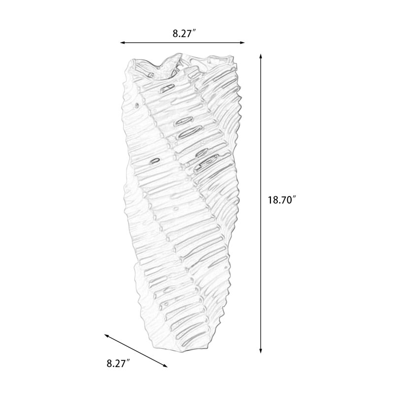 Vase de table moderne en céramique texturée, 18.70"H x 8.27"L x 8.27"W