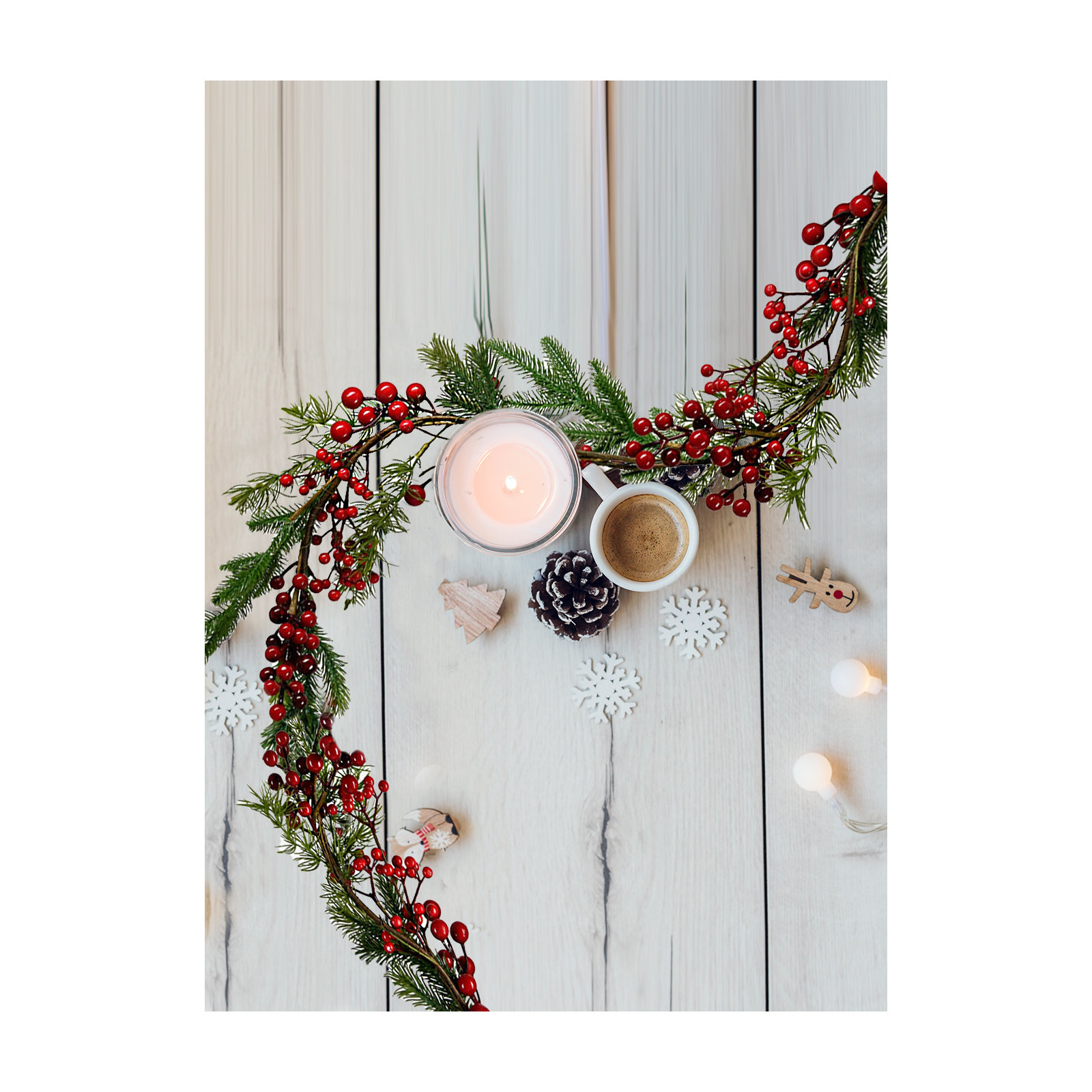 The Holiday Aisle® Classic Winter Berry Garland, Green;Red