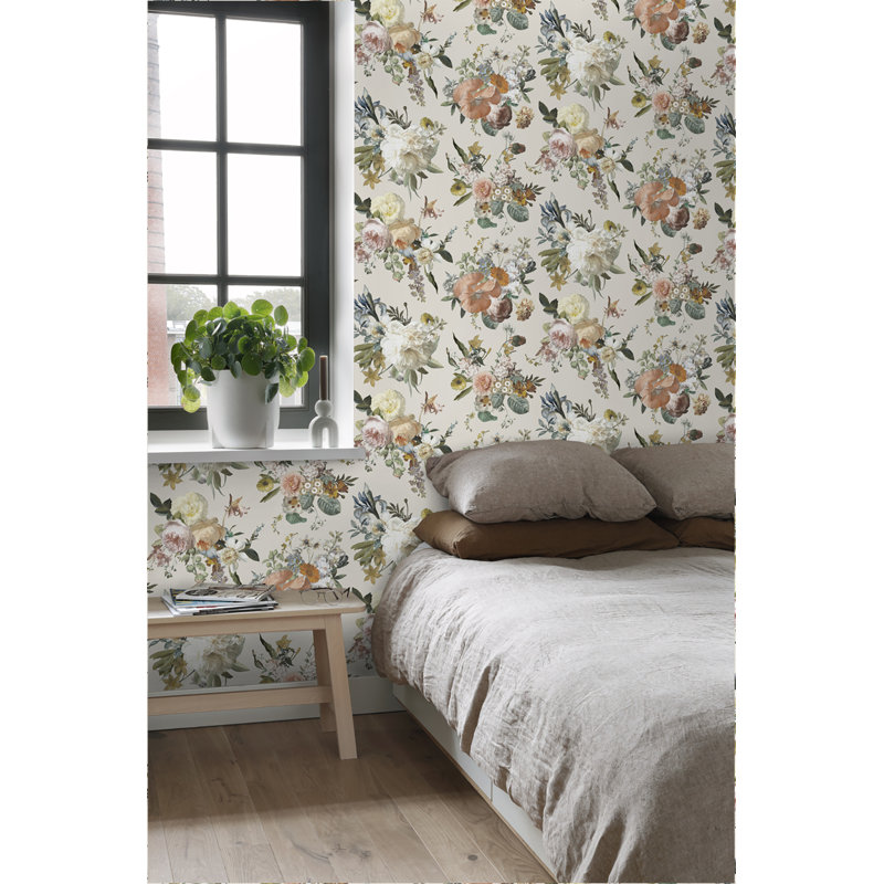 Double rouleau floral Taniusa, Crème