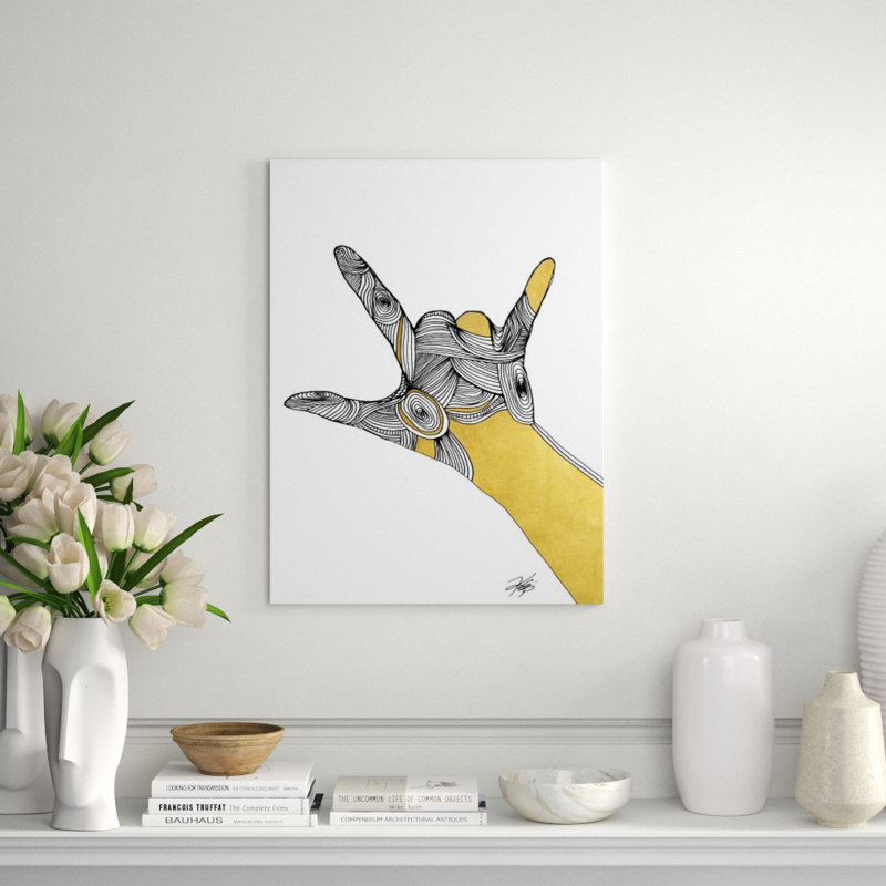 Sign Language III Print by Kelli Ellis, 72" H x 54" W x 1.5" D, Gilded Gold