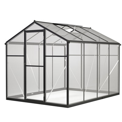 Polycarbonate Greenhouse For Gardens - Quick Setup And Guarded 6x8 Ft With Roof Vent Air Circulation