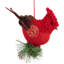Ornement de Noël cardinal en jute rouge avec aiguilles de pin et baies-1317004679
