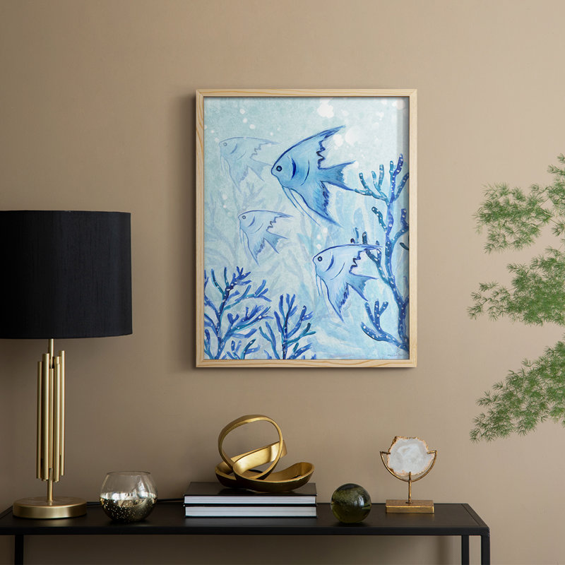 «Angel Fish II», reproduction encadrée - bois massif, Naturel, H 15 po x l 12 po
