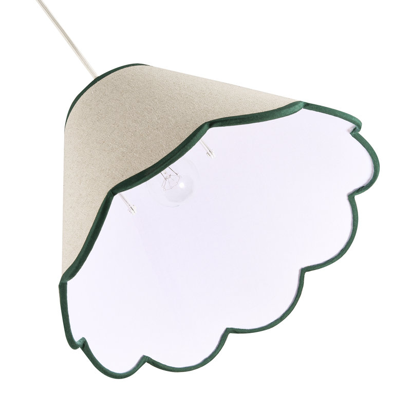 Scallop Edge Natural Textured Linen Coolie Lamp Shade With Trims By, Green