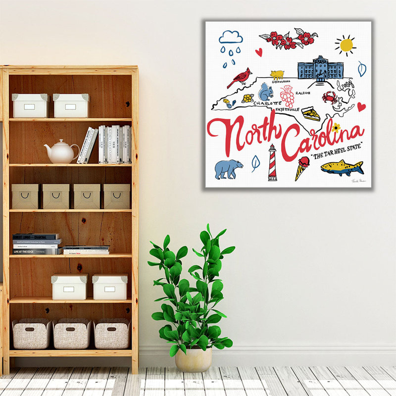 North Carolina - reproduction d'art sur toile, H 24 po x l 24 po