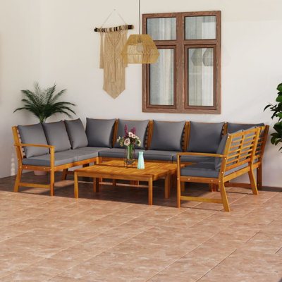 Chaise longue 9 pièces avec coussins