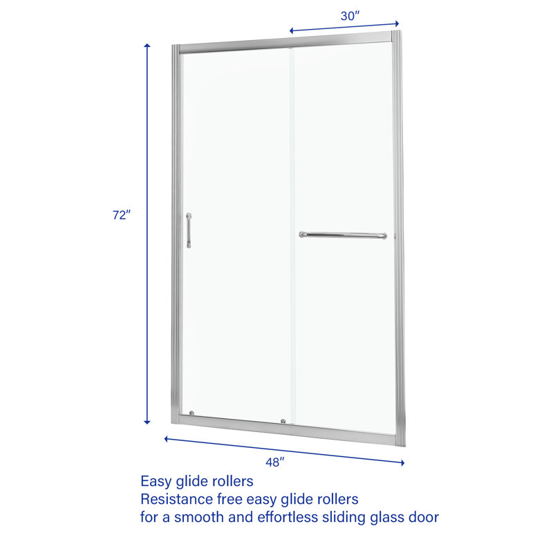 44"-48" W X 72" H Single Sliding Framed Shower Door with Tempered Glass, Stainless Steel Accessories, Chrome
