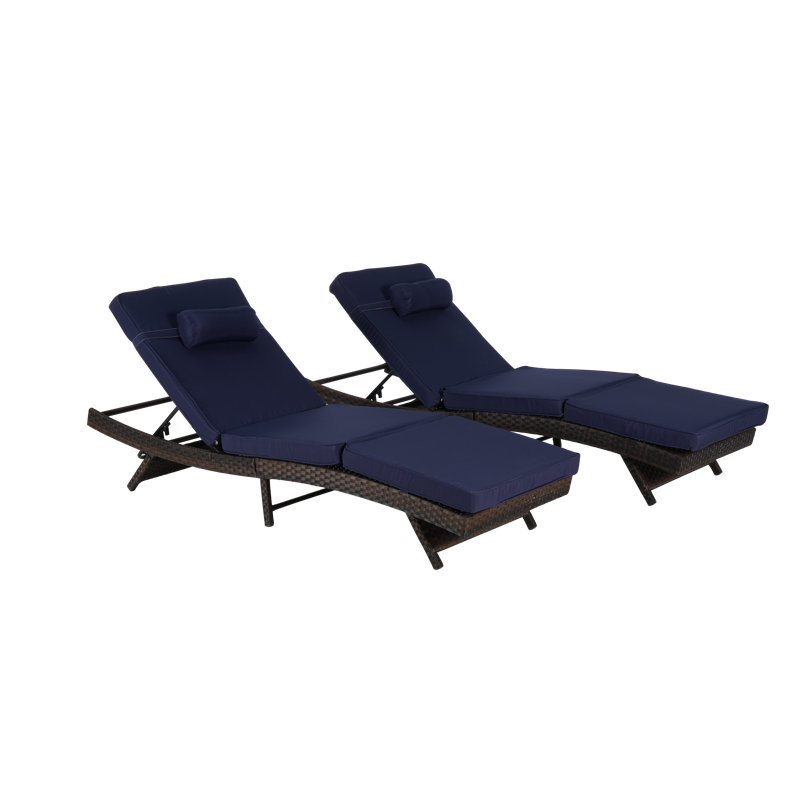 Outdoor Wicker Reclining Chair Set for Relaxation and Sunbathing, Black