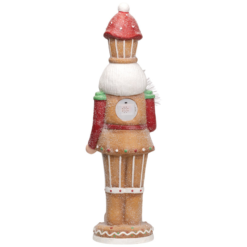 LED Lighted Gingerbread Christmas Nutcracker - 29" - Brown And Red
