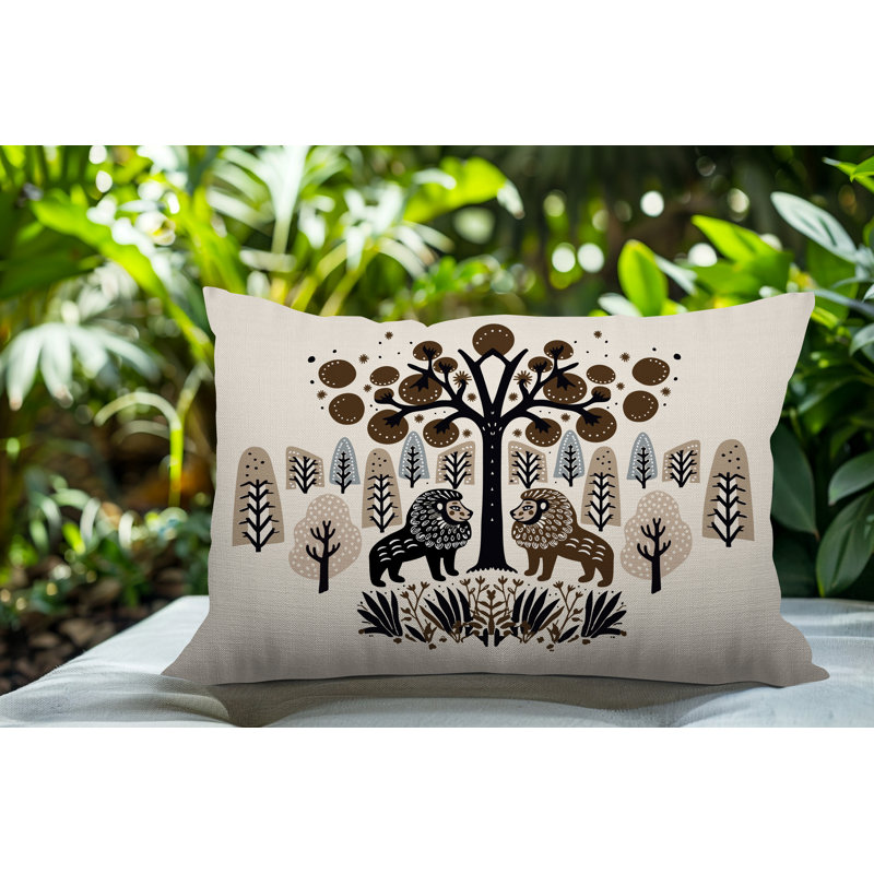 Oreiller rectangulaire intérieur / extérieur Comas Lion, Beige, Rectangle H 18 po x l 25 po