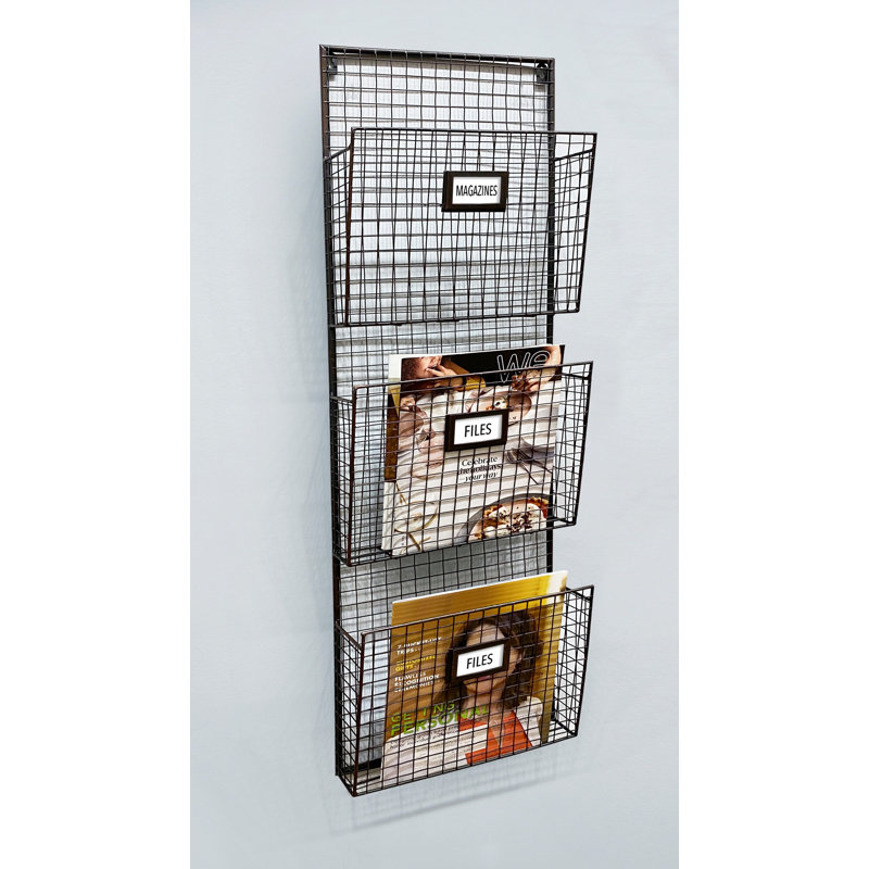 Berndt Wall Organizer with Mail Storage and Wall Baskets, Copper