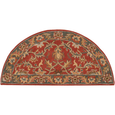 Buckhill Oriental Hand-Tufted Wool Area Rug in Brick Red/Navy/Mustard