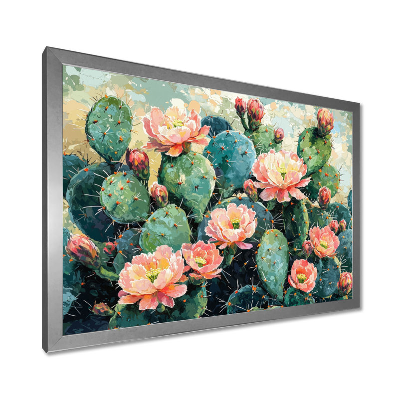 Décoration murale Cactus Garden In Bloom III - cactus, Argent argent, H 30 po x l 40 po, Cadre simple