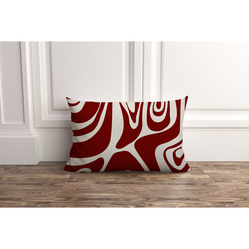 Cooper Animal Print and Abstract Outdoor Reversible Throw Pillow, Red