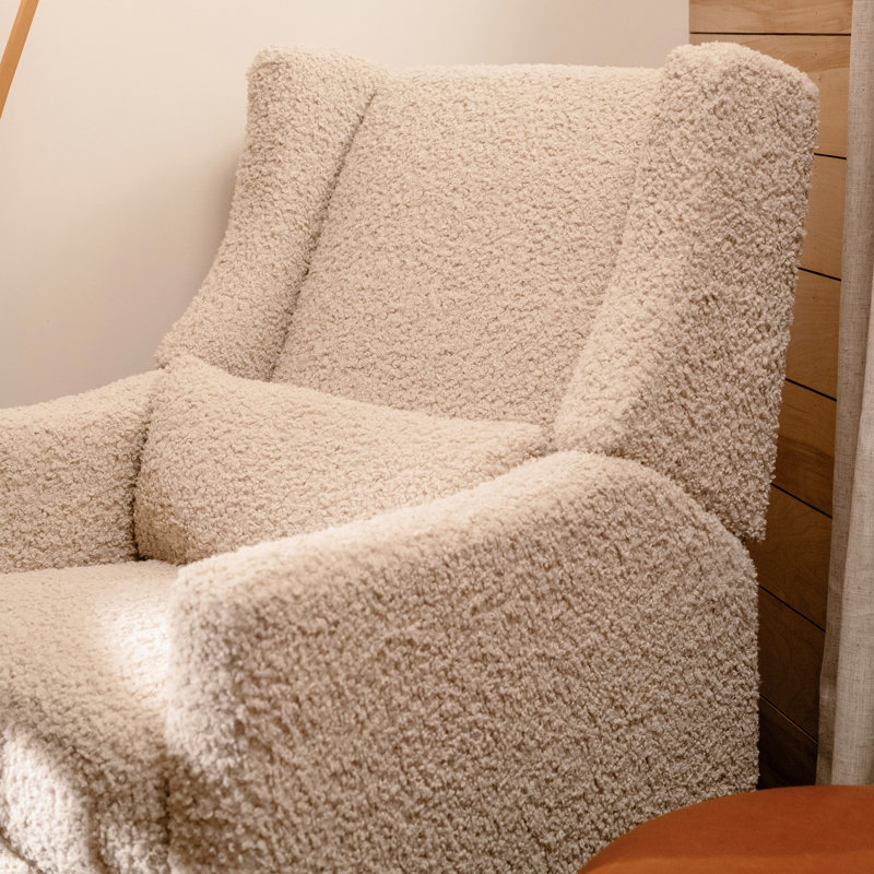 Kiwi Electronic Swivel Reclining Glider, Almond Teddy Loop